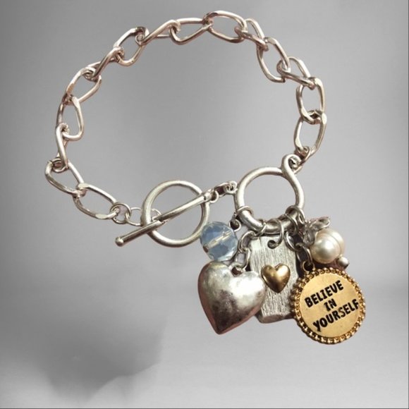 Jewelry - SOLD! Believe In Yourself Charm Toggle Bracelet